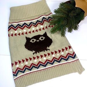 Owl Fair Isle Knit Dog Sweater